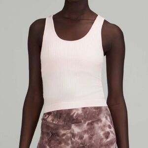 Lululemon Ebb To Street Cropped Tank Top Rib Map Strawberry Milkshake